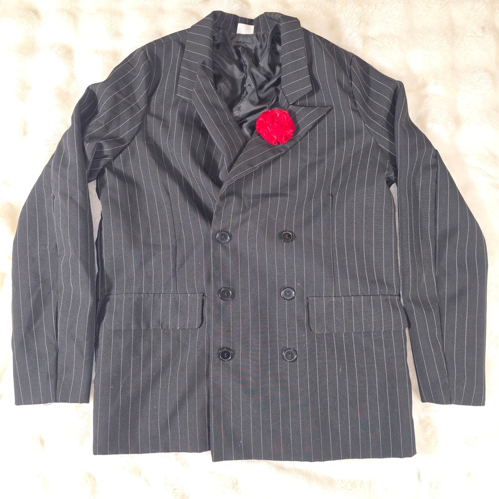 Spirit Pinstripe Blazer Mens Small Black Excellent Gangster Mobster Costume
